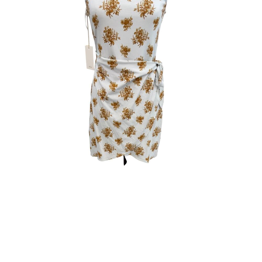 Aritzia Wilfred Saturn Mini Wrap Dress Snowmelt Blue Maplewood Floral NWT Size M - Picture 5 of 13